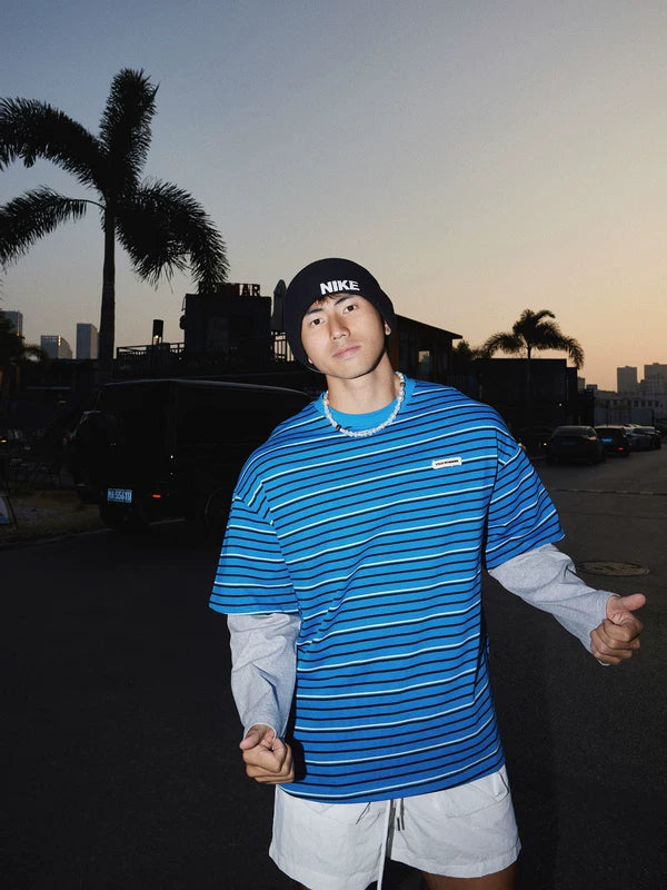 Retro Faux Two-Piece Striped Long-Sleeve T-Shirt 3