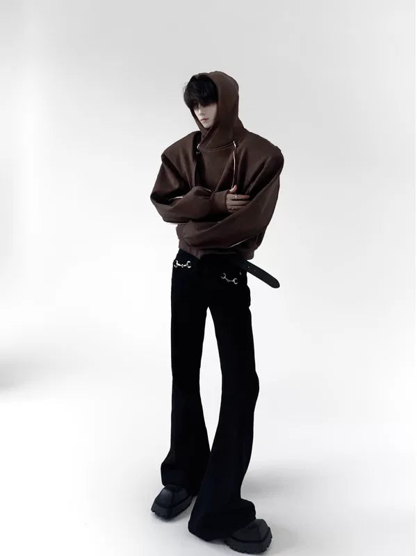 Retro Flared Stacked Jeans with Metal Buckle 2