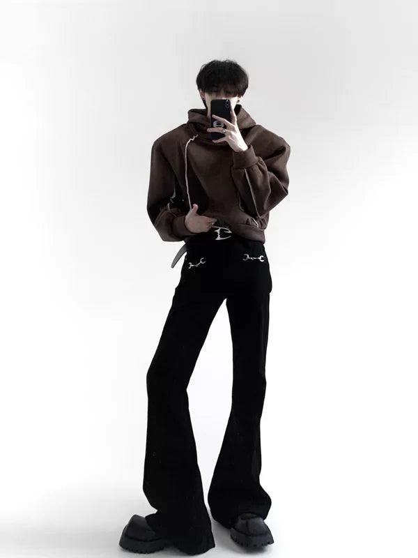 Retro Flared Stacked Jeans with Metal Buckle 4