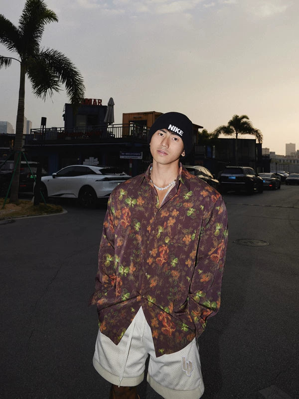 Retro Floral Allover Loose Long-Sleeve Shirt 5