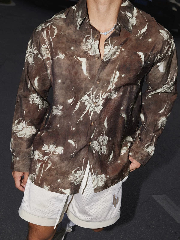 Retro Floral Print Long Sleeve Shirt 3