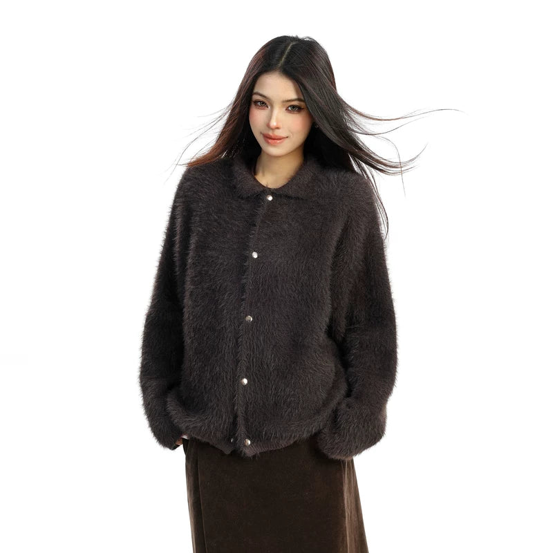 Retro Fuzzy Mohair Button Cardigan Sweater 5