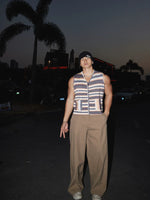 Retro Gradient Knitted V-Neck Zipper Vest 2