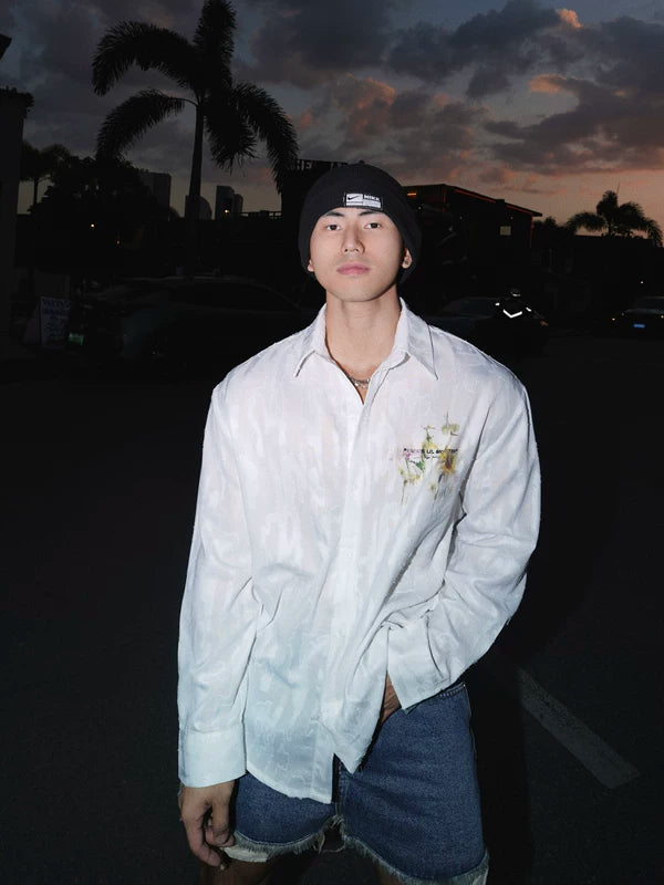 Retro Graffiti Print Long-Sleeve Casual Shirt 3