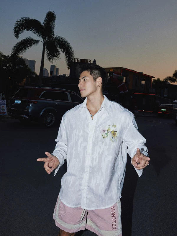 Retro Graffiti Print Long-Sleeve Casual Shirt 4