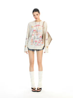 Retro Graffiti Print Long Sleeve Pullover 3