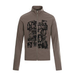 6191487703909,6191487703910,6191487703911,6191487703912, Retro Graphic Stand Collar Zip Pullover