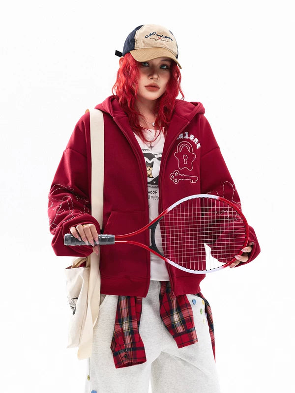 Retro Graphic Zip Up Hoodie Jacket 4