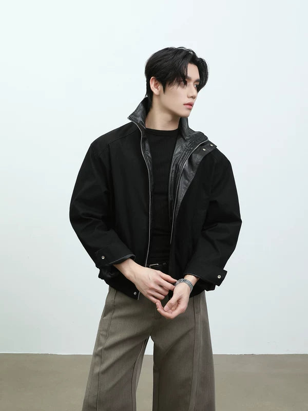 Retro Harrington PU Leather Short Jacket 2