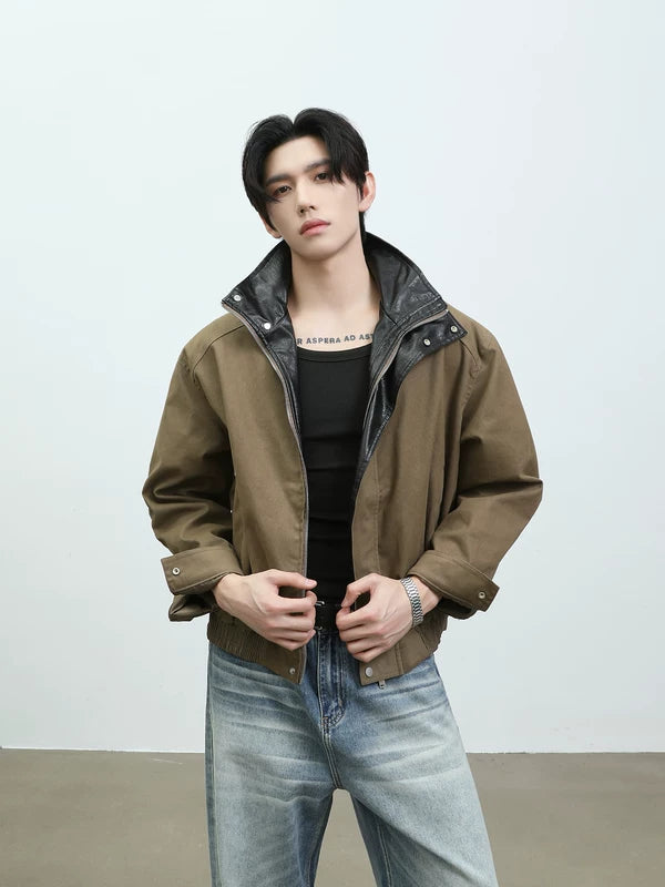 Retro Harrington PU Leather Short Jacket 5