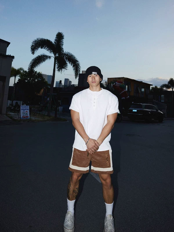 Retro Henley Collar Short-Sleeve Pullover Shirt 5