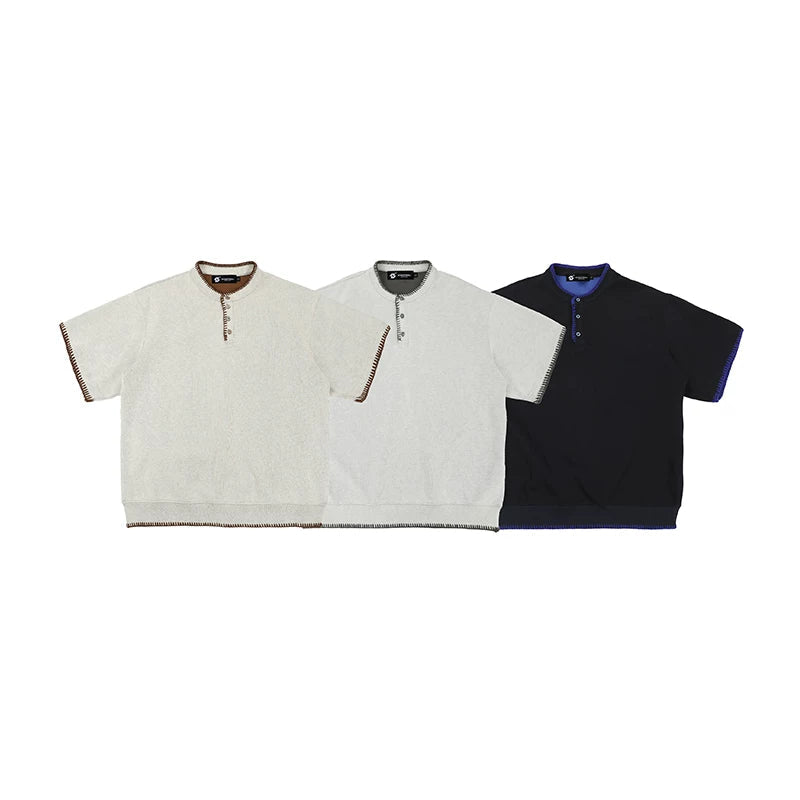 Retro Henley Short-Sleeve Knit T-Shirt 4