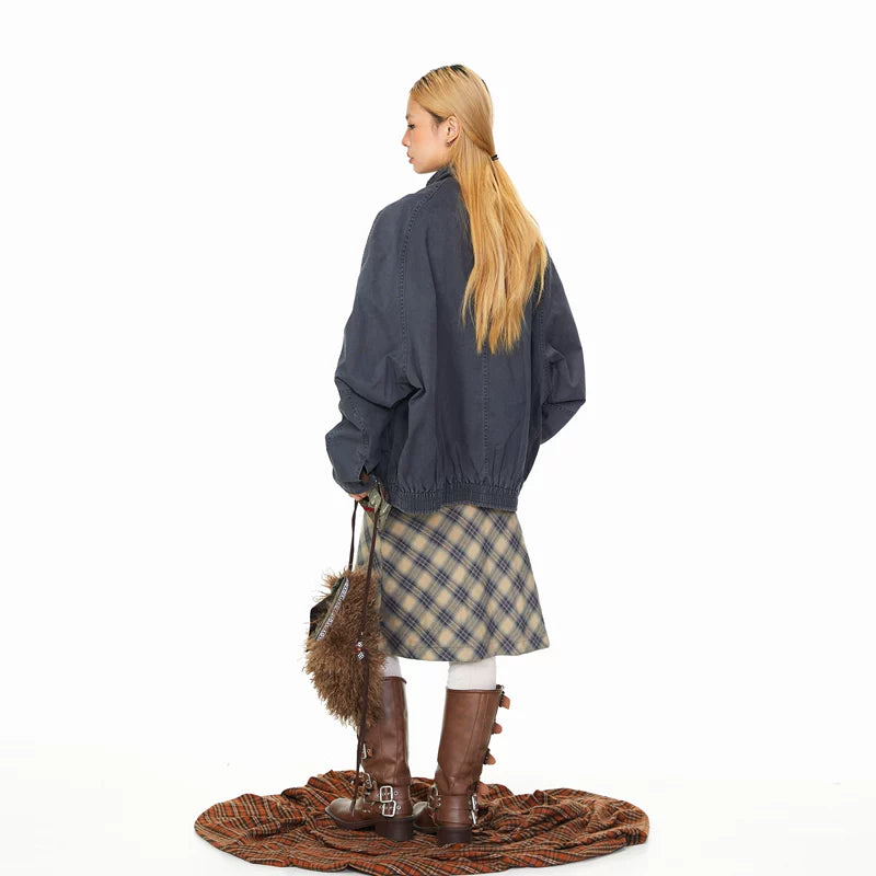 Retro High-Neck Workwear Short Jacket 4