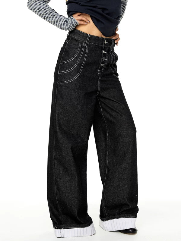 Retro High-Waisted Wide Leg Jeans Pants 3