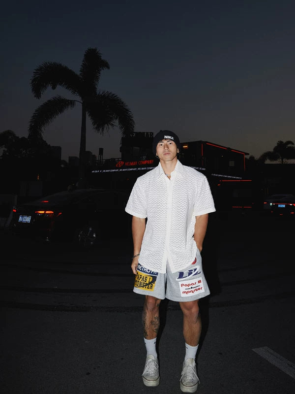 Retro Hollow-Out Collared Short-Sleeve Shirt 2