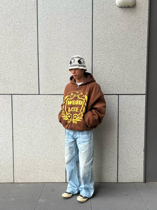 Retro Zip-Up Graphic Hooded Sweatshirt 2