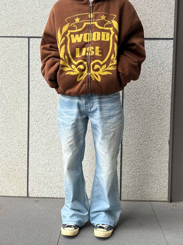 Retro Zip-Up Graphic Hooded Sweatshirt 5