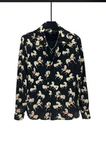 Retro Horse Print Long Sleeve Shirt 1