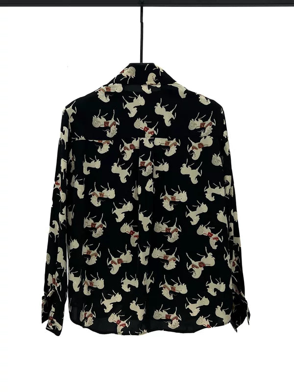 Retro Horse Print Long Sleeve Shirt 3