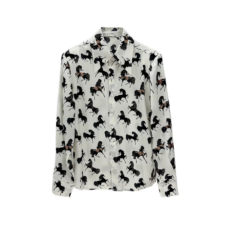 6041223617252,6041223617253,6041223617254,6041223617255, Retro Horse Print Long Sleeve Shirt