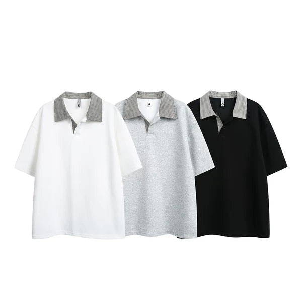 Retro Houndstooth Collar Short-Sleeve T-Shirt 4