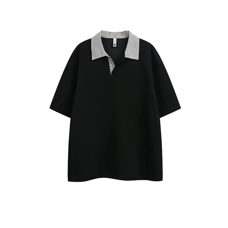 6188705266365,6188705266366,6188705266367,6188705266368, Retro Houndstooth Collar Short-Sleeve T-Shirt