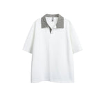 6188705266369,6188705266370,6188705266371,6188705266372, Retro Houndstooth Collar Short-Sleeve T-Shirt