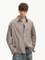 Retro Houndstooth Loose Long-Sleeve Shirt 2
