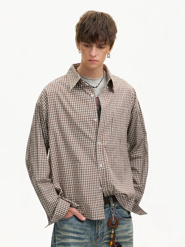 Retro Houndstooth Loose Long-Sleeve Shirt 2