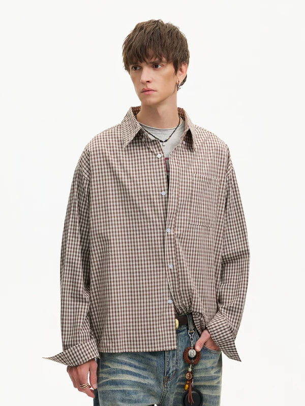 Retro Houndstooth Loose Long-Sleeve Shirt 3