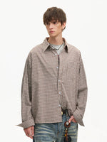 Retro Houndstooth Loose Long-Sleeve Shirt 3