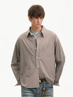 Retro Houndstooth Loose Long-Sleeve Shirt 4