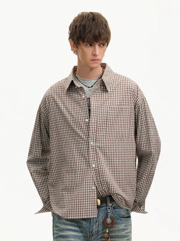 Retro Houndstooth Loose Long-Sleeve Shirt 4