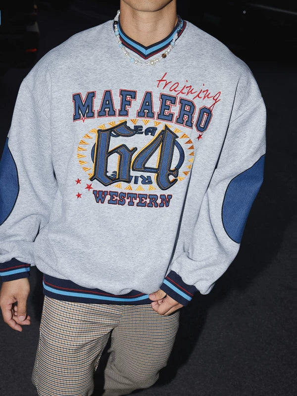 Retro Letter Baseball Collar Sweatshirt 3