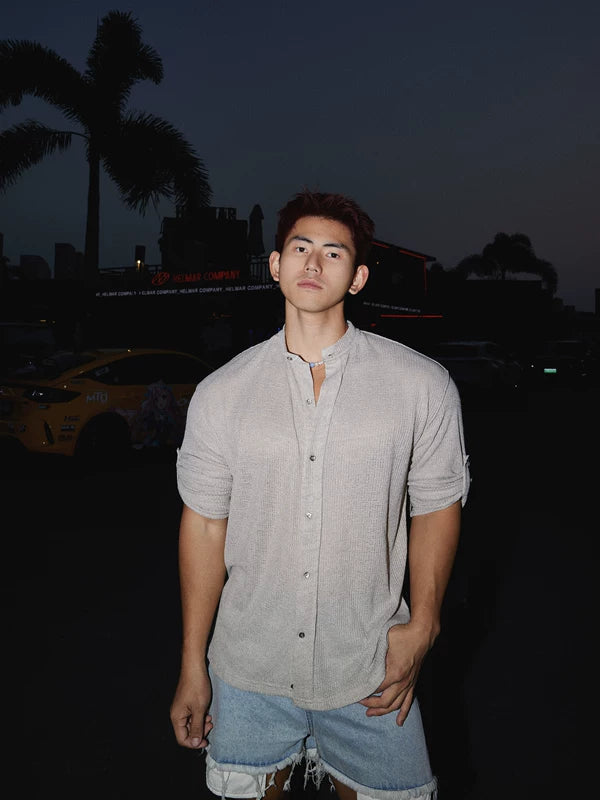 Retro Long Sleeve Casual Knit Shirt 1