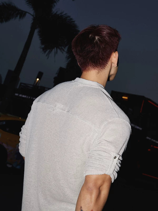 Retro Long Sleeve Casual Knit Shirt 5