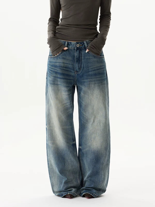 Retro Loose Straight Leg Jeans Pants 2