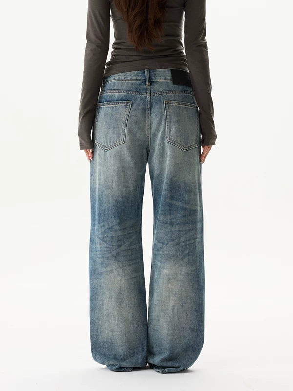 Retro Loose Straight Leg Jeans Pants 5