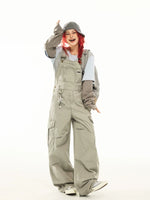 Retro Loose Wide-Leg Overall Cargo Pants 2
