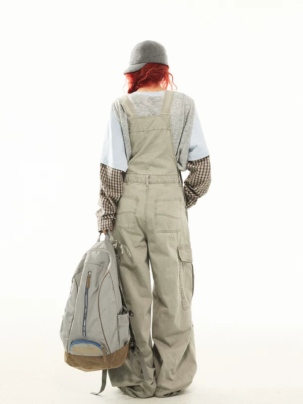 Retro Loose Wide-Leg Overall Cargo Pants 5