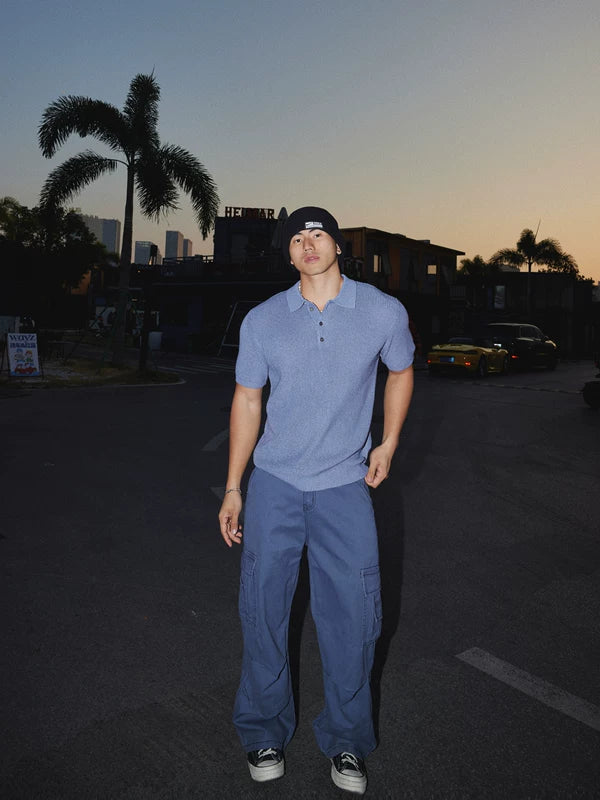 Retro Minimalist Knit Polo Shirt 5