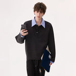 6025695685800,6025695685801,6025695685802,6025695685803, Retro Mixed Yarn Collared Pullover Sweatshirt