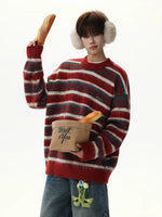 Retro Mohair Striped Crew Neck Sweater 3