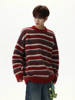 Retro Mohair Striped Crew Neck Sweater 4