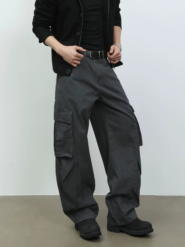 Retro Multi-Pocket Wide-Leg Cargo Pants 2