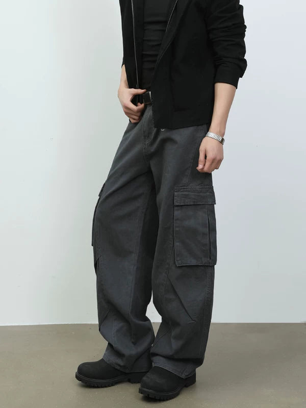 Retro Multi-Pocket Wide-Leg Cargo Pants 4
