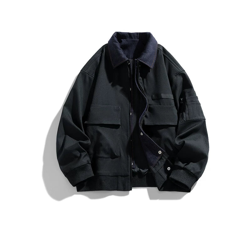 6013788897554,6013788897555,6013788897556,6013788897557,6013788897558, Retro Multi-Pocket Zip Front Workwear Jacket