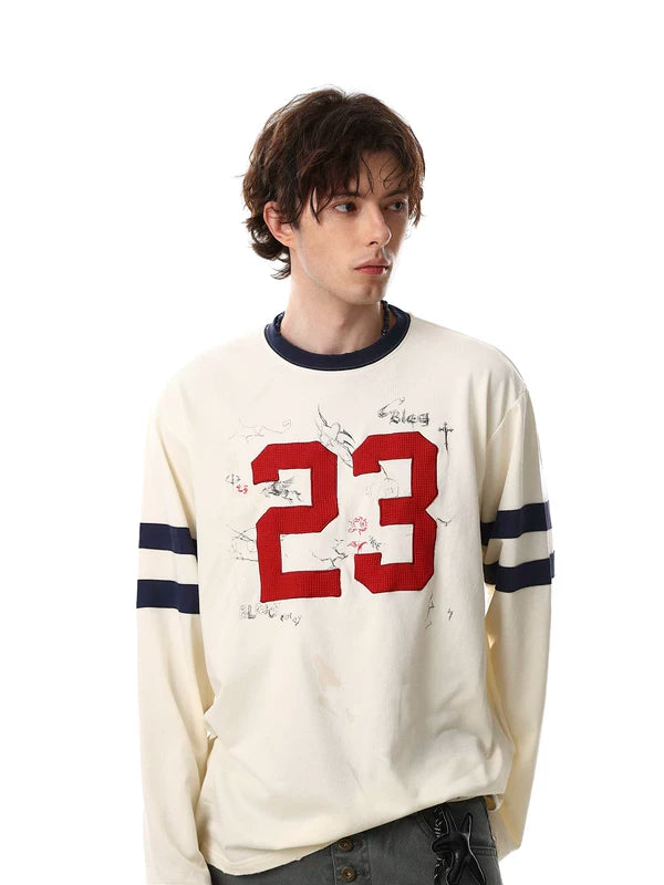 Retro Number 23 Long-Sleeve Pullover Top 2