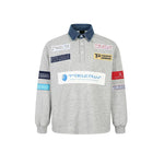 Retro Patchwork Polo Sweatshirt Pullover 5