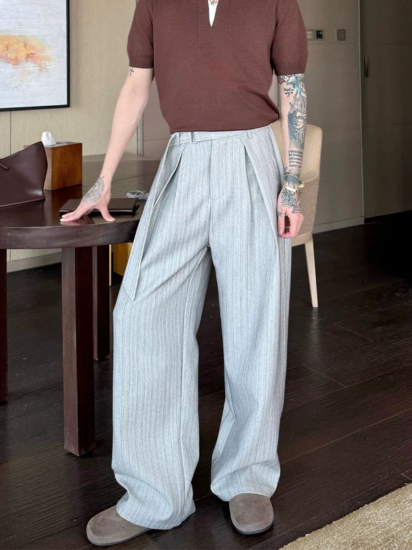 Retro Pinstripe Wide-Leg Casual Pants 2